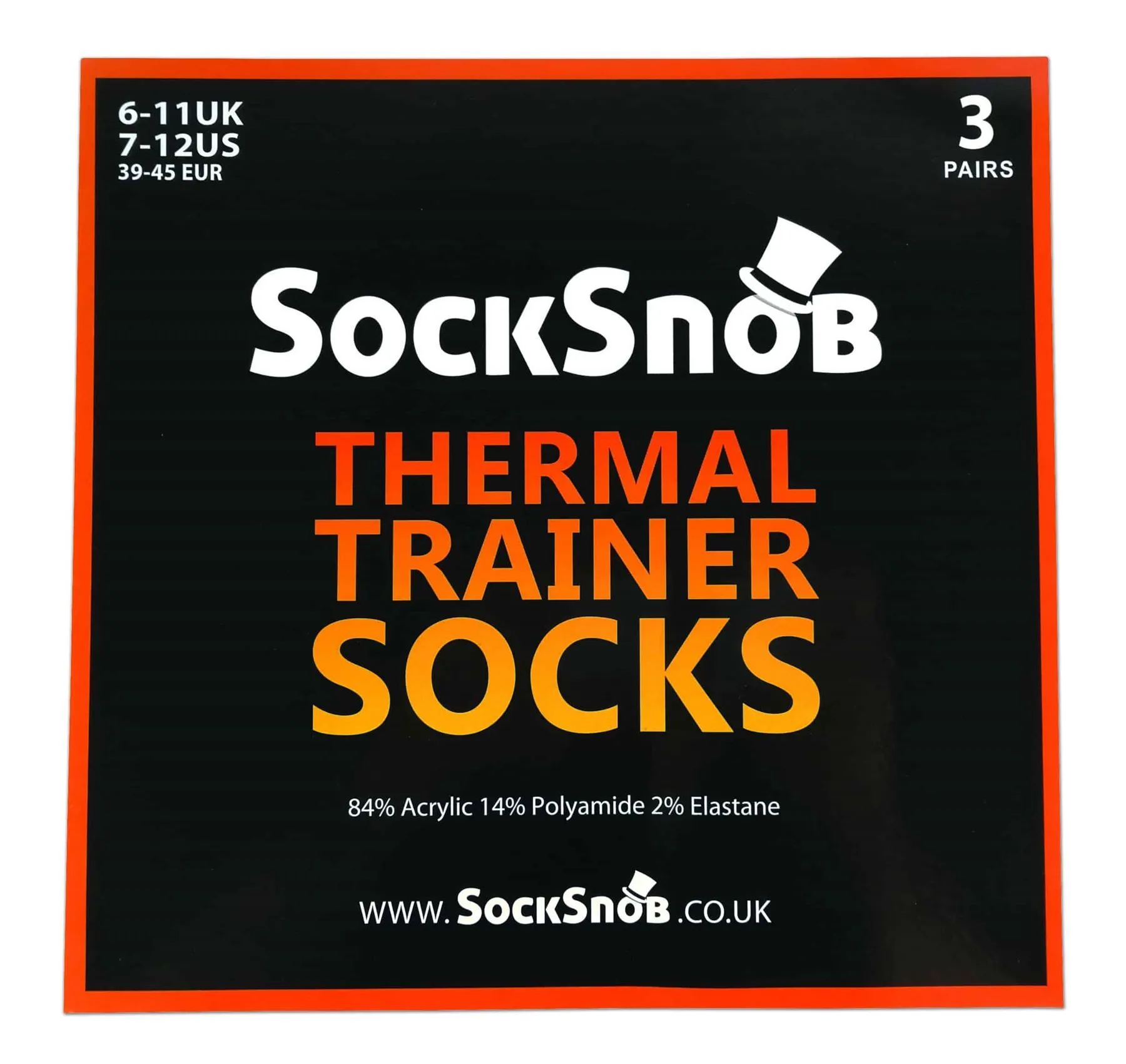 3 Pairs Mens Thermal Trainer Socks (6-11 UK / TTS Black)