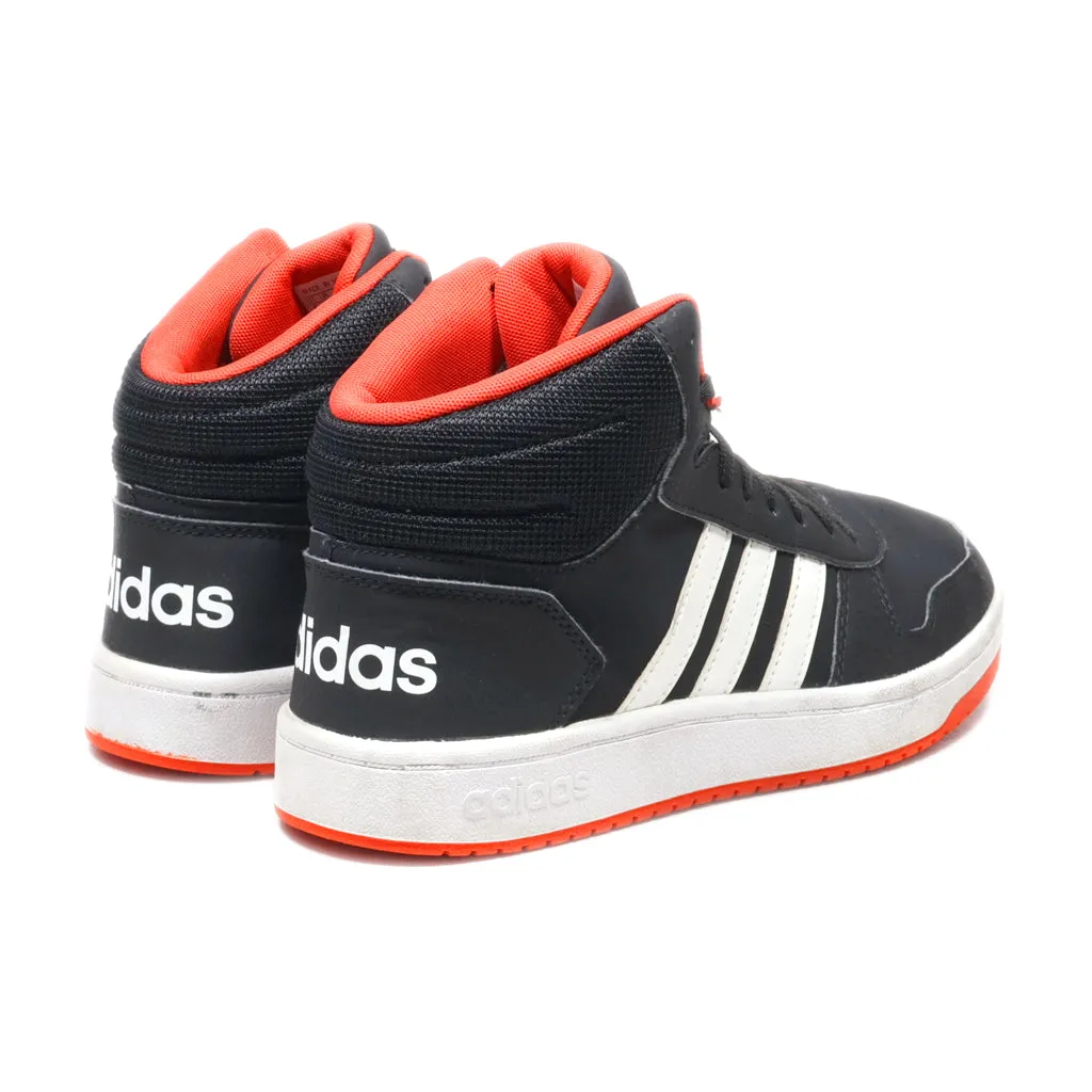 Adidas Hoops 2.0 Mid J Sneakers Leather Black Colour For Kids