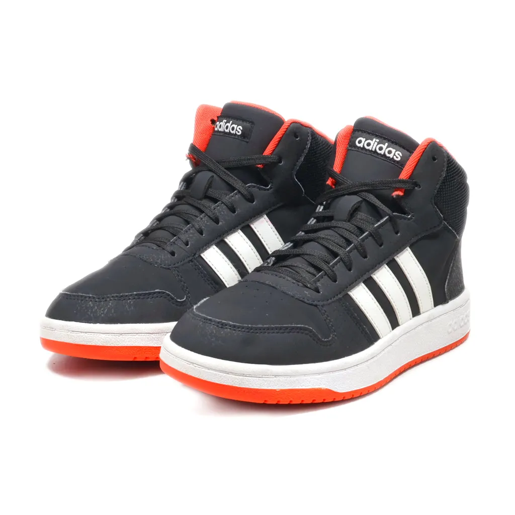 Adidas Hoops 2.0 Mid J Sneakers Leather Black Colour For Kids