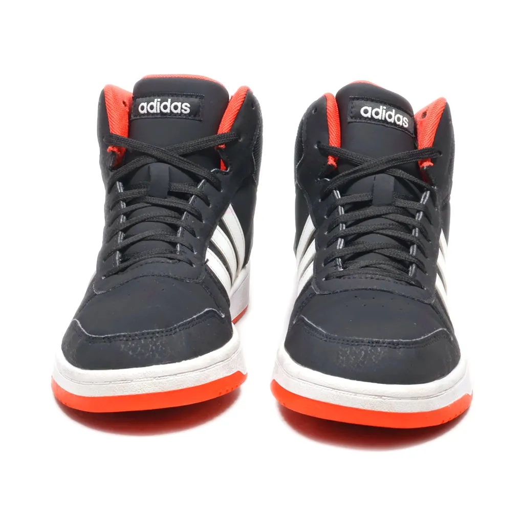 Adidas Hoops 2.0 Mid J Sneakers Leather Black Colour For Kids