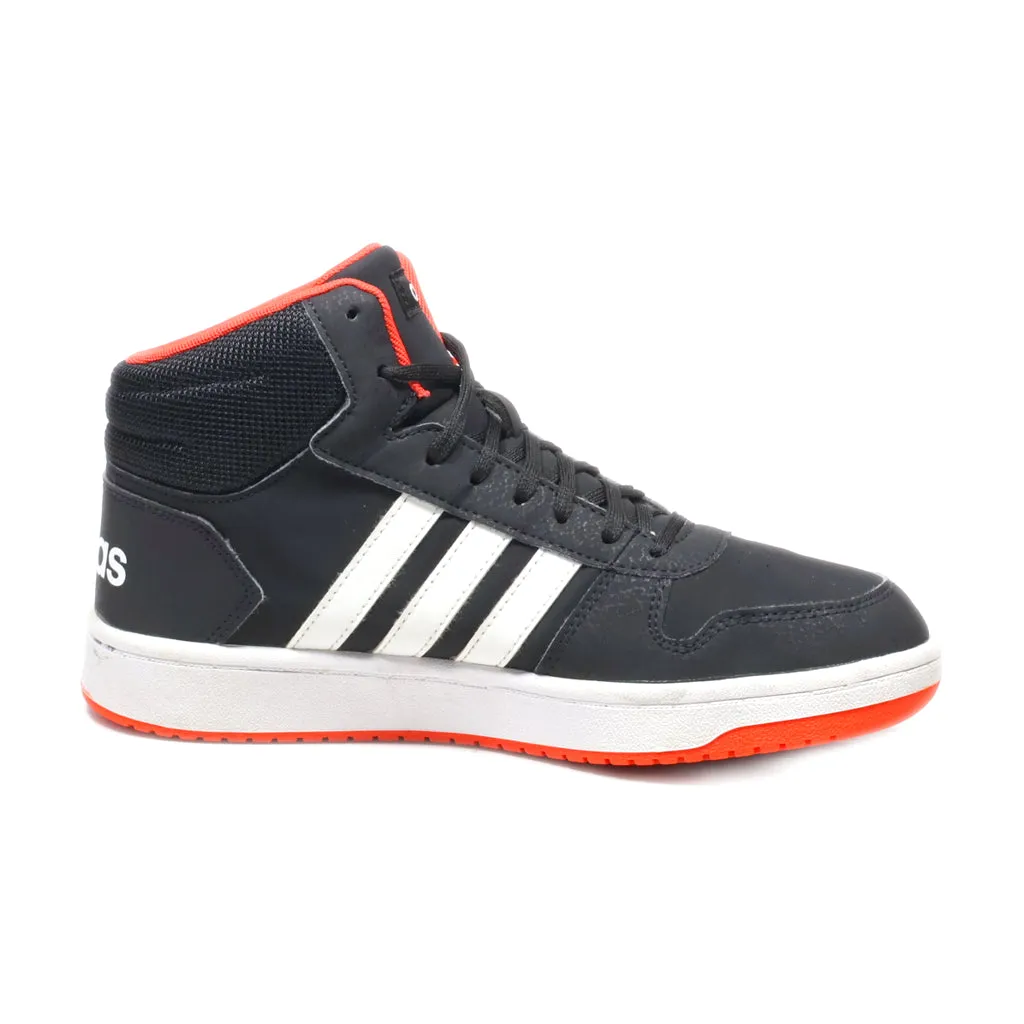 Adidas Hoops 2.0 Mid J Sneakers Leather Black Colour For Kids