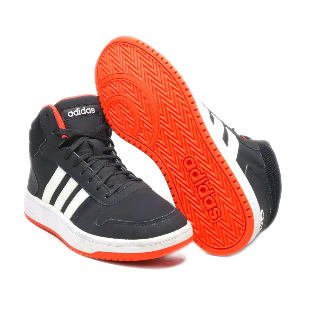 Adidas Hoops 2.0 Mid J Sneakers Leather Black Colour For Kids