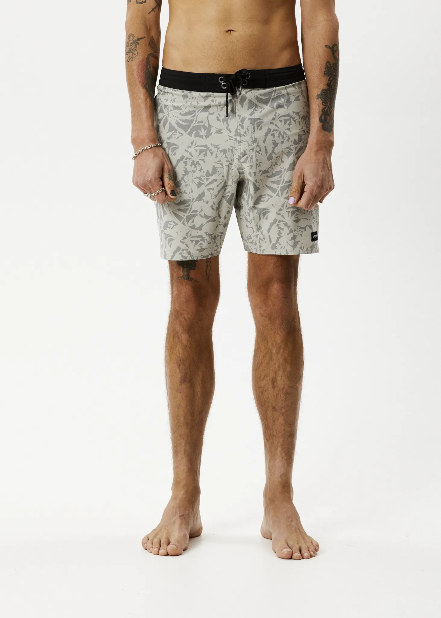 AFENDS Mens Bouquet - Fixed Waist Boardshorts - Olive Floral