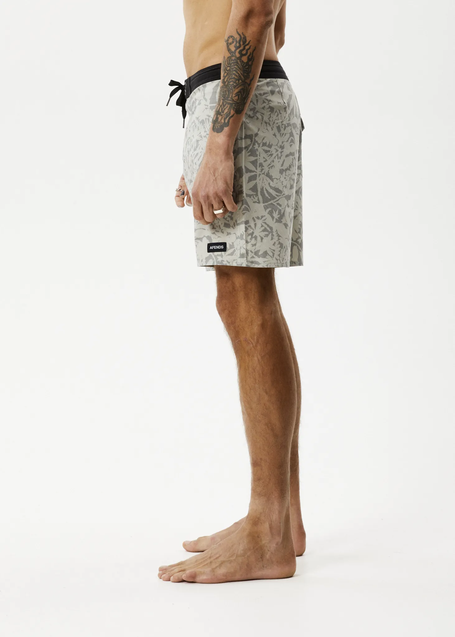 AFENDS Mens Bouquet - Fixed Waist Boardshorts - Olive Floral