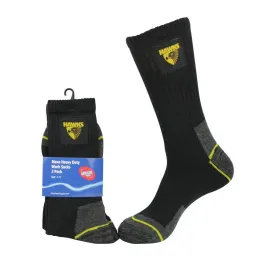 AFL Mens Work Socks Two Pack - Hawthorn Hawks