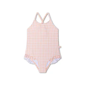 Apricot Orange Print  Girl Swimsuit