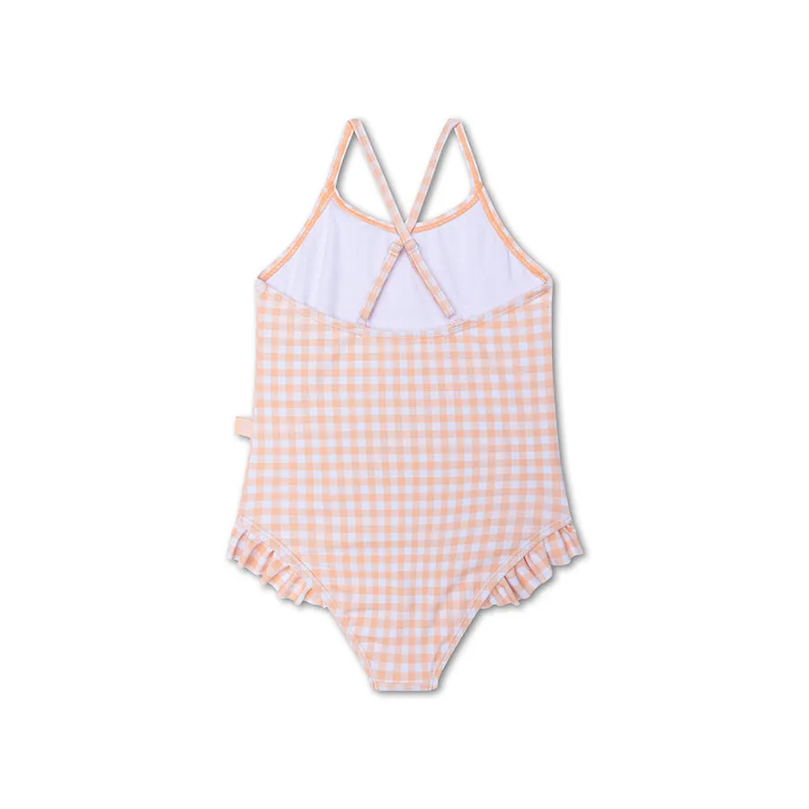 Apricot Orange Print  Girl Swimsuit