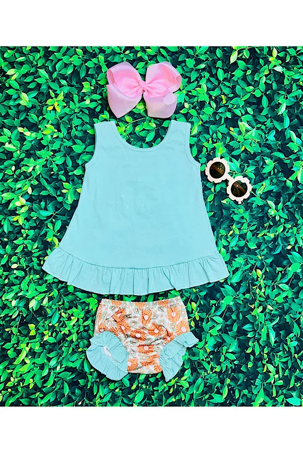 Aqua & floral print baby set 1166WY