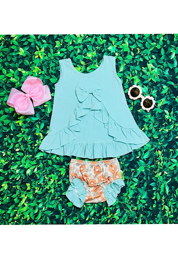 Aqua & floral print baby set 1166WY