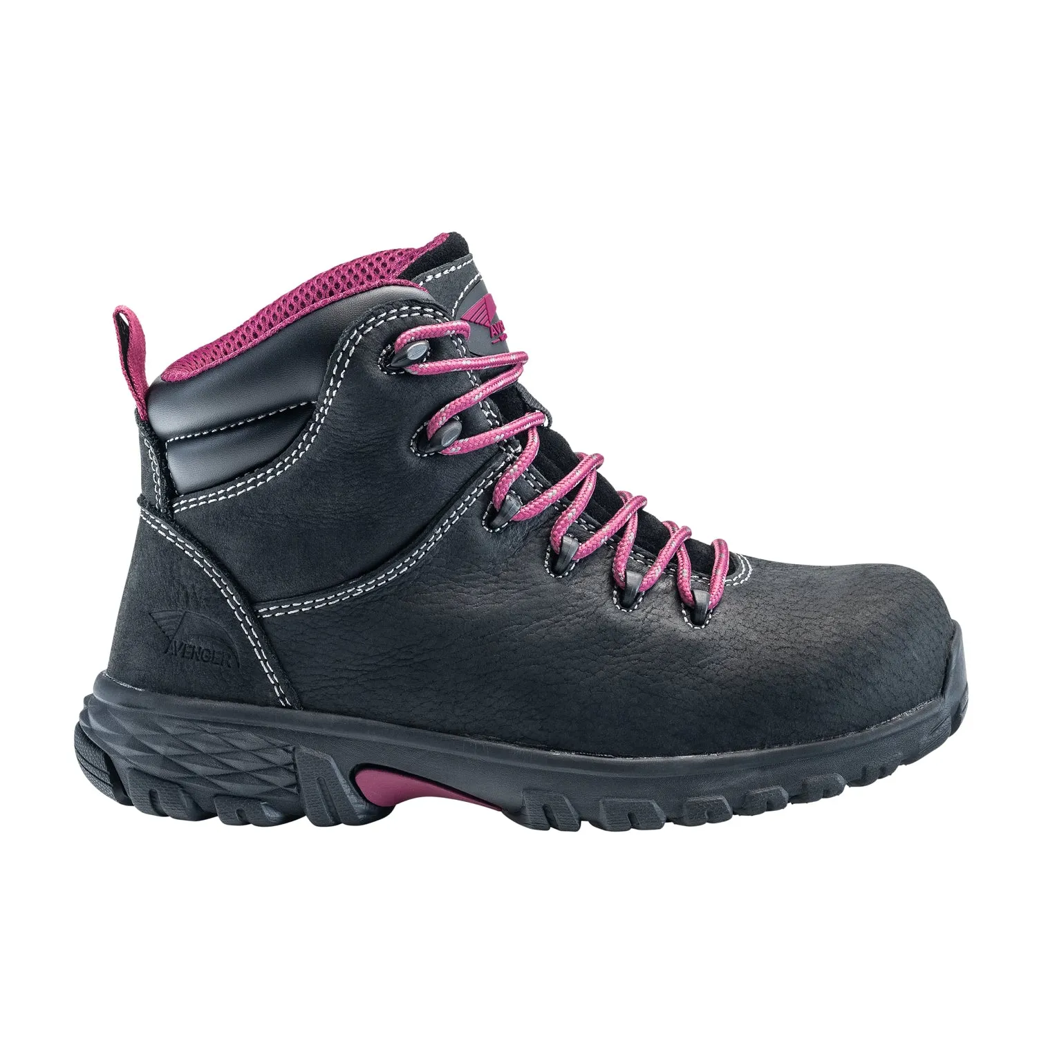 Avenger Womens Flight Mid Black Leather Work Boots