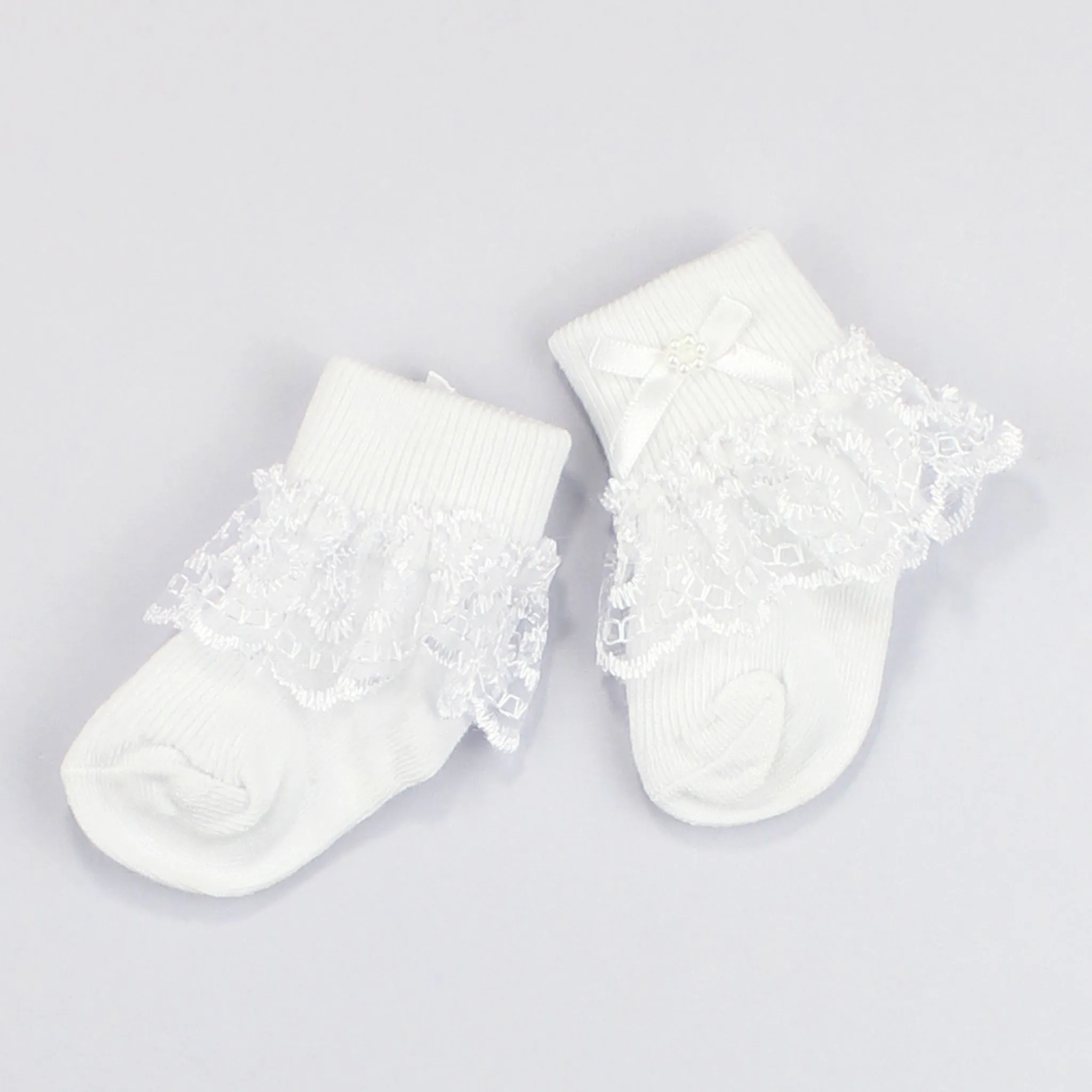 Baby Girls Frilly Ankle Socks - White