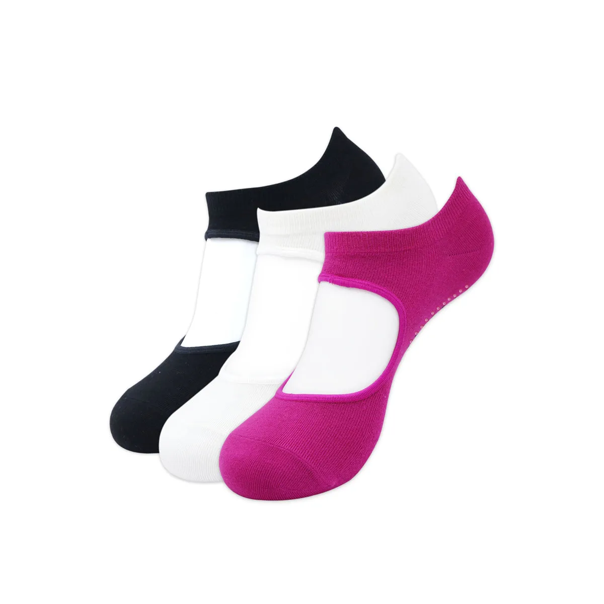 Balenzia Women's Anti Bacterial Yoga Socks with Anti Skid- (Pack of 3 Pairs/1U)- (Black,White,Pink)