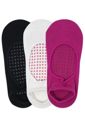 Balenzia Women's Anti Bacterial Yoga Socks with Anti Skid- (Pack of 3 Pairs/1U)- (Black,White,Pink)