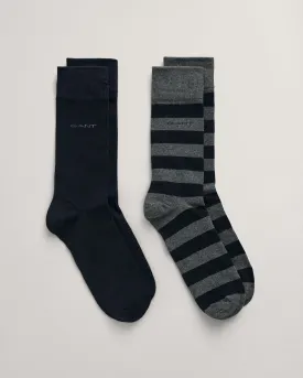 Barstripe & Solid Socks - 2 Pack