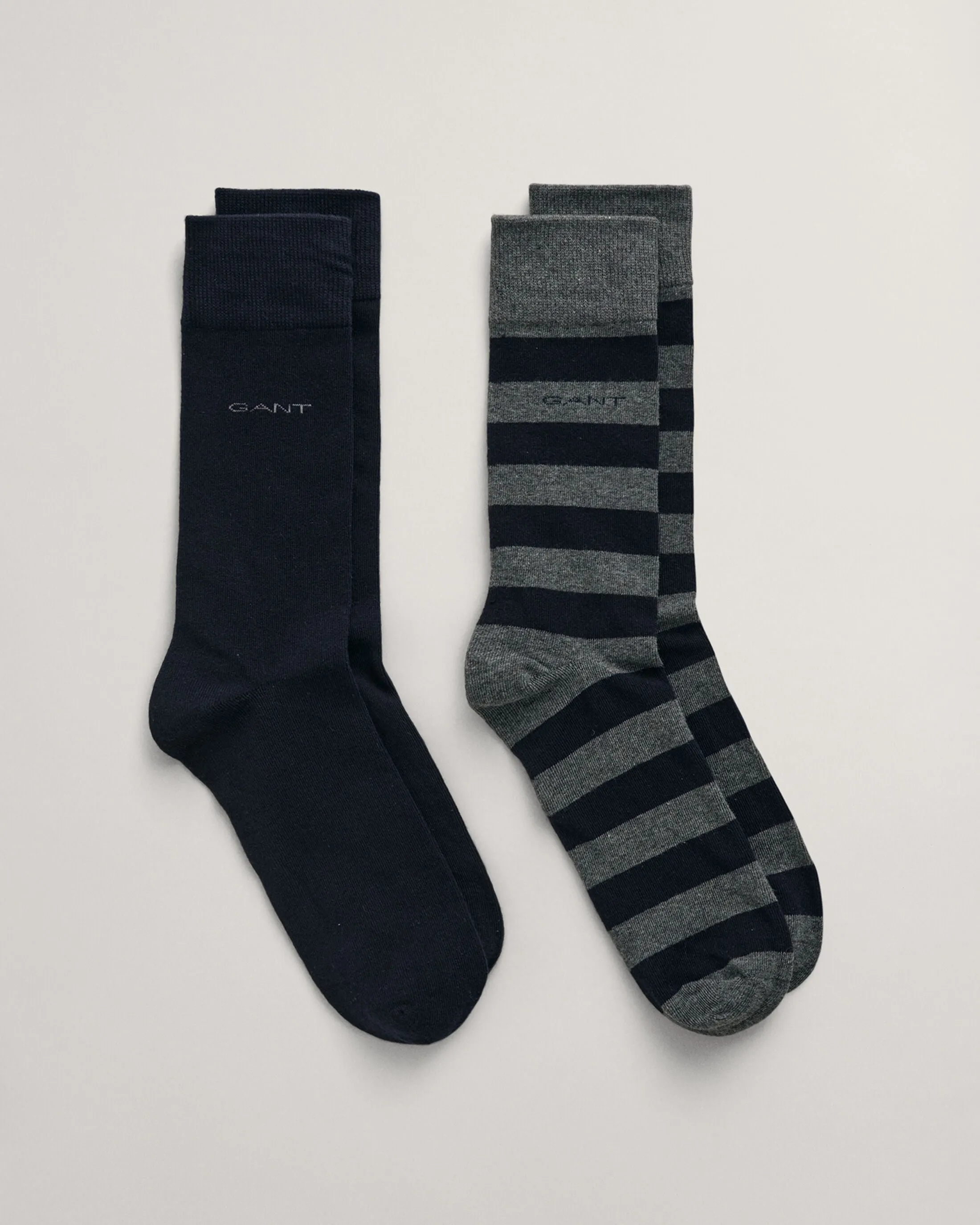 Barstripe & Solid Socks - 2 Pack