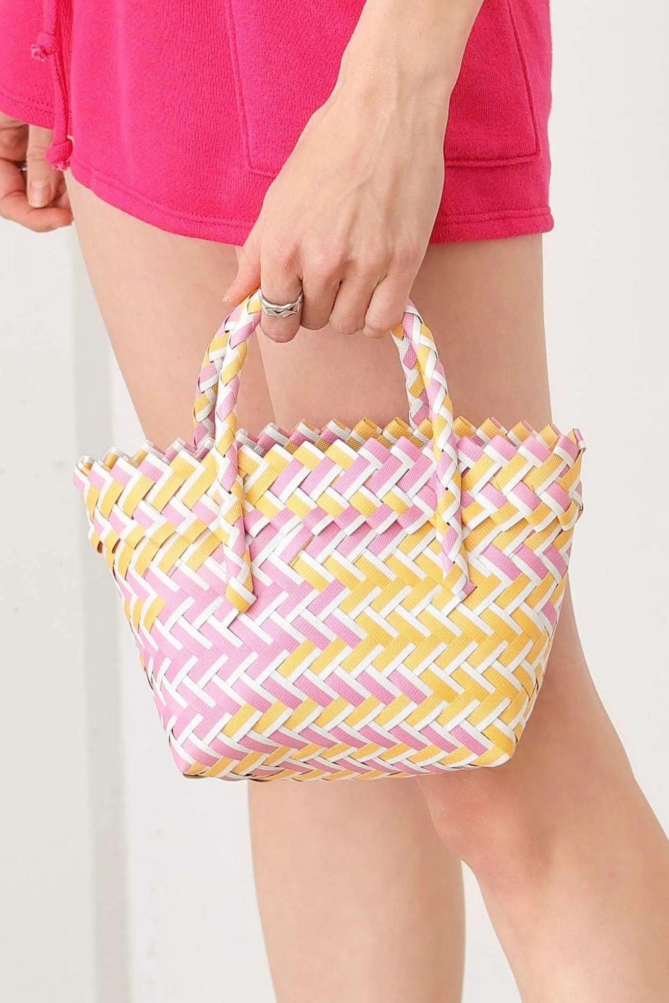 Basket Wave Woven Beach Tote Bag