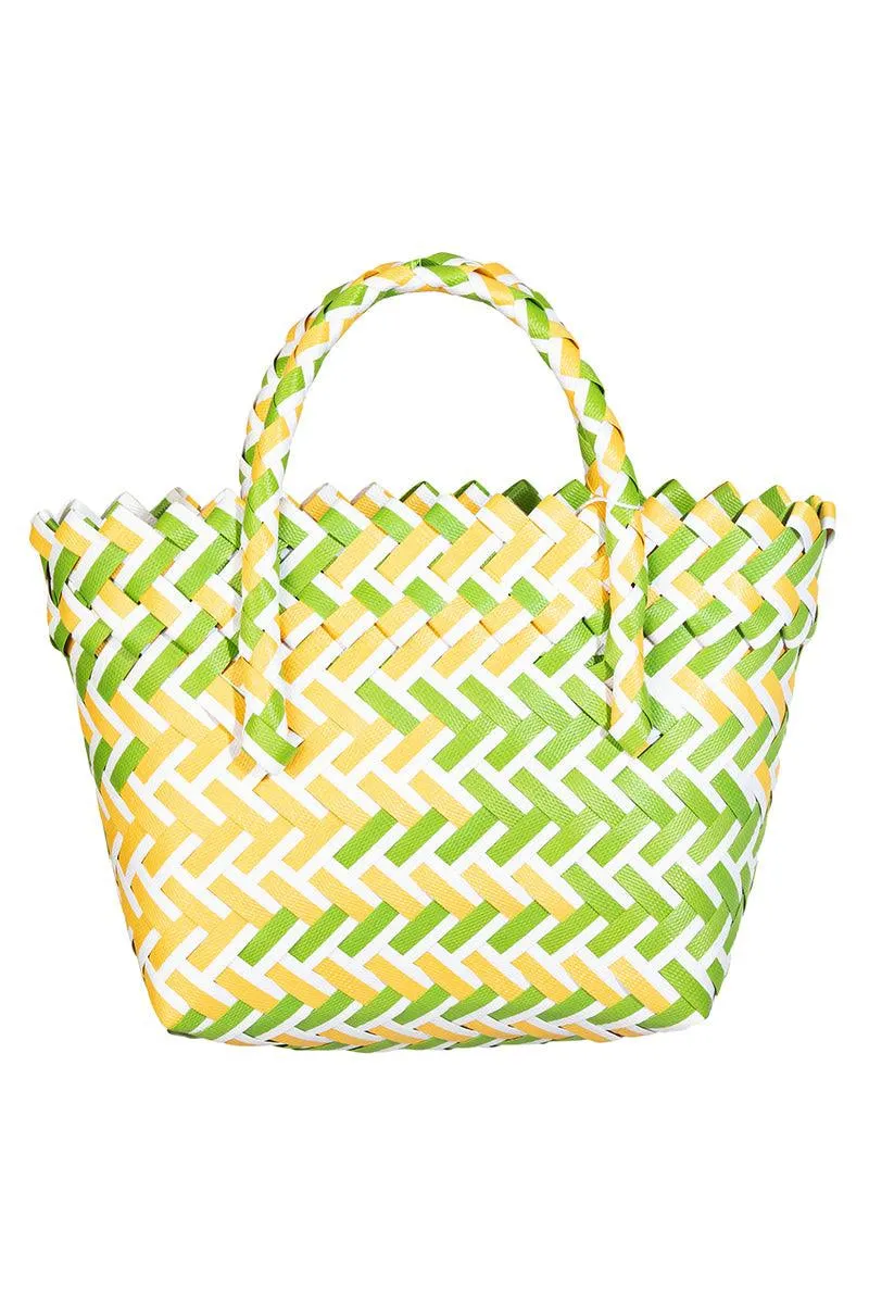 Basket Wave Woven Beach Tote Bag