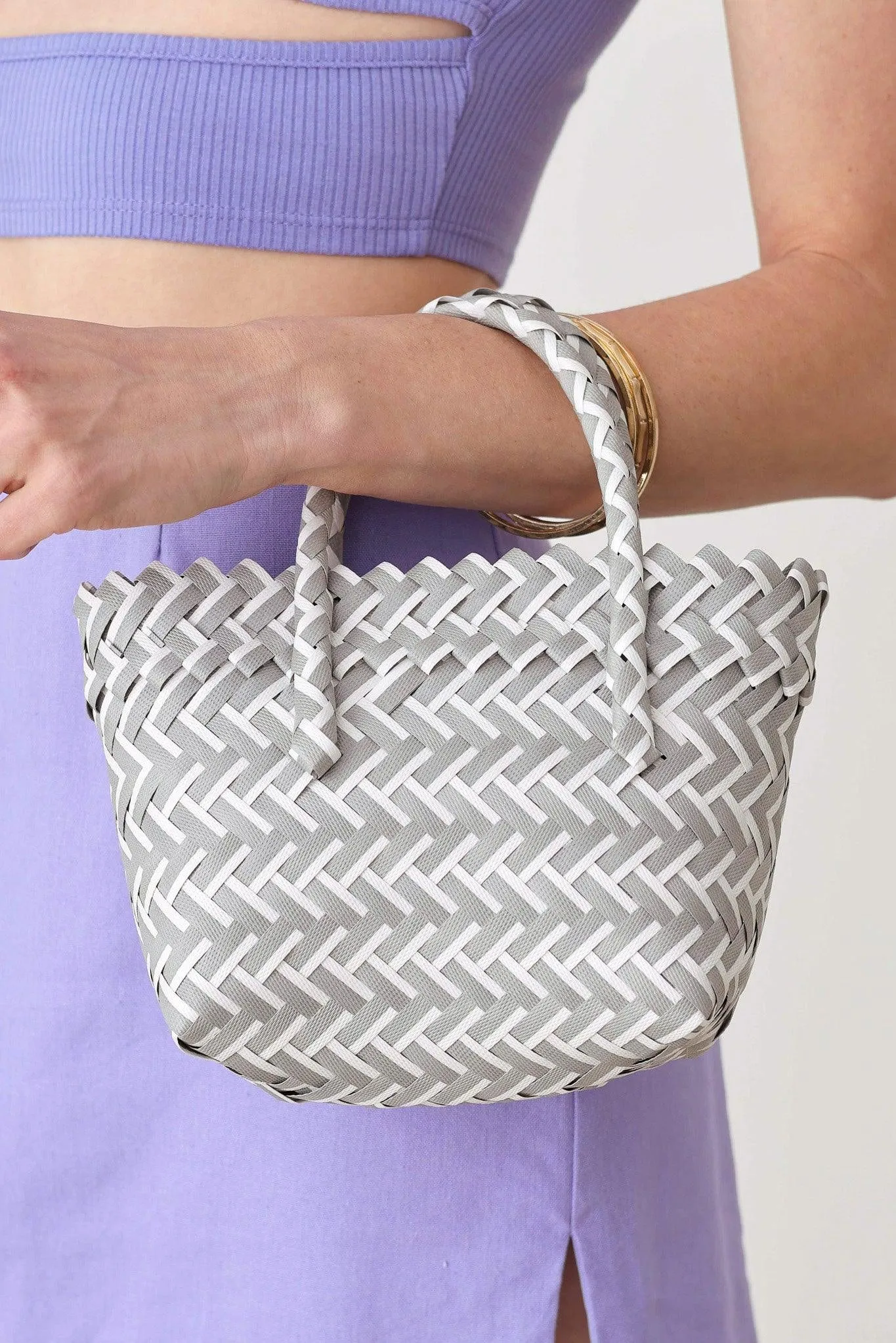 Basket Wave Woven Beach Tote Bag