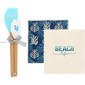 Beach Life Spatula and Reusable Dish Cloth Set (2 of Each)