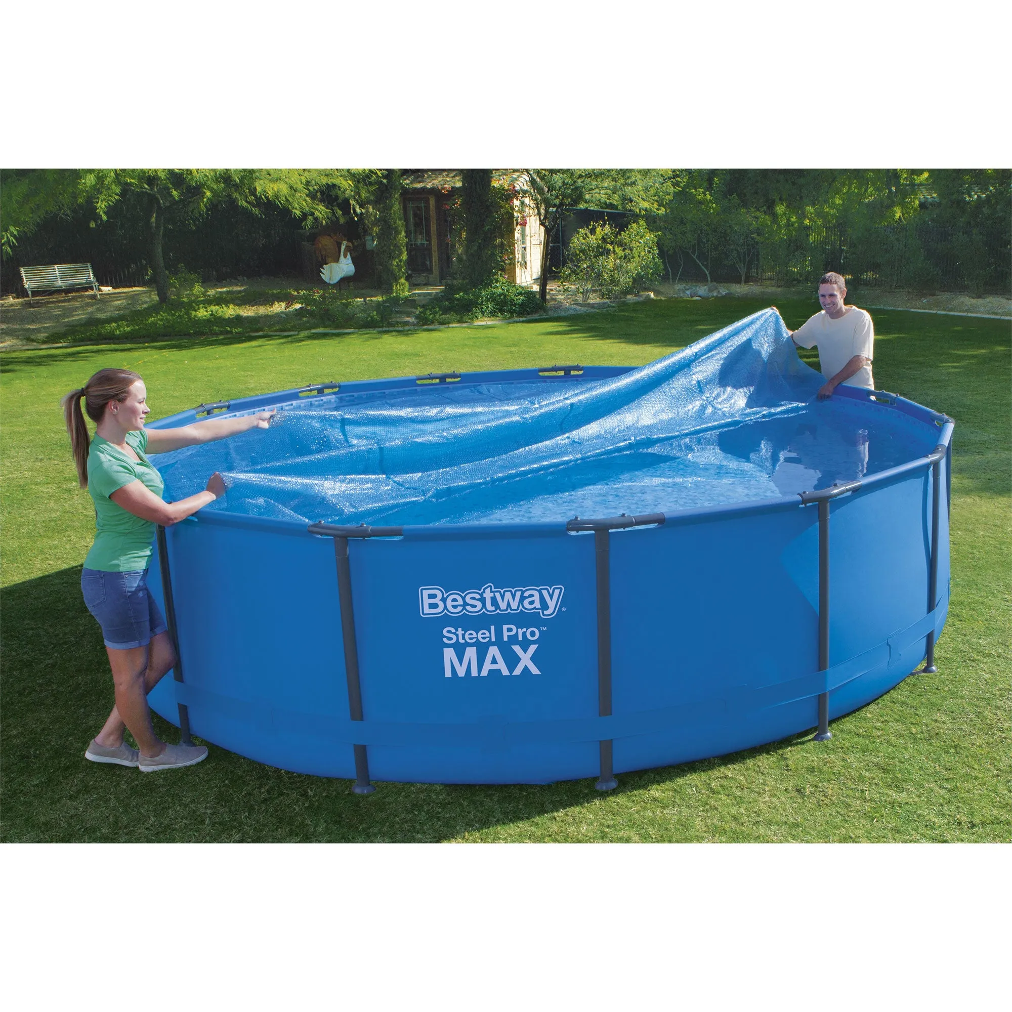 Bestway Flowclear 15' Round Solar Pool Cover for Above Ground Pools (Cover Only)