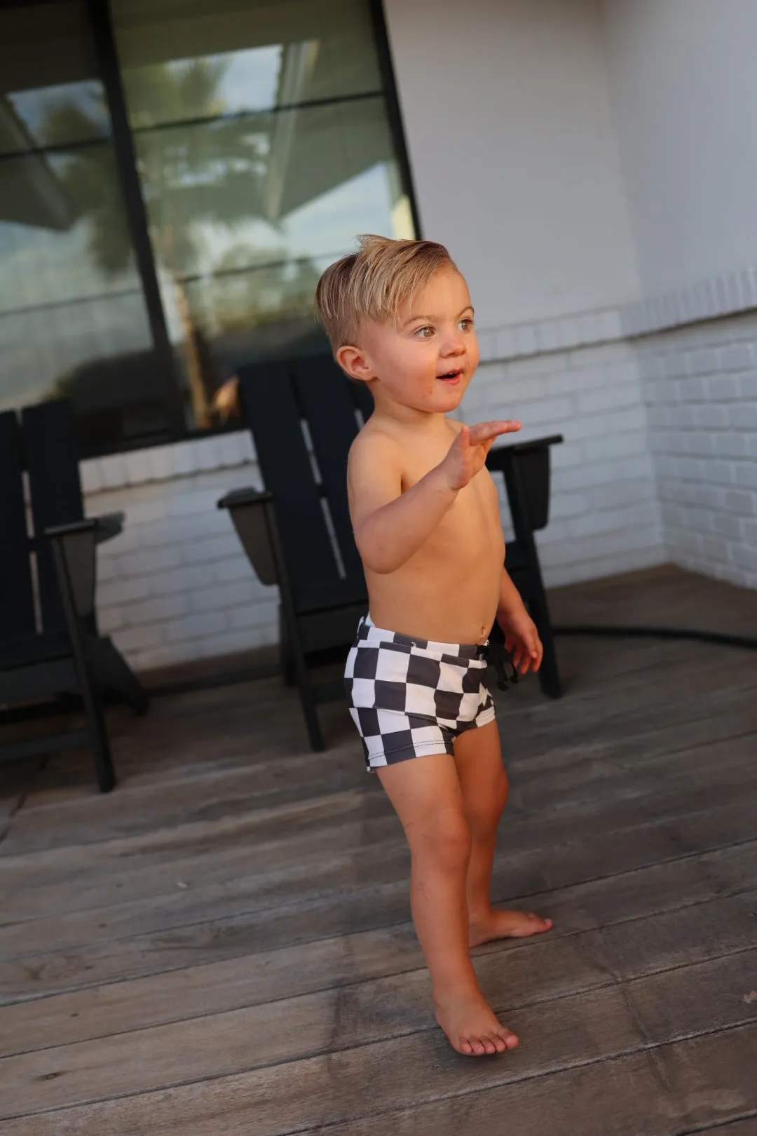 Black Checkerboard  | Euro Swim Short