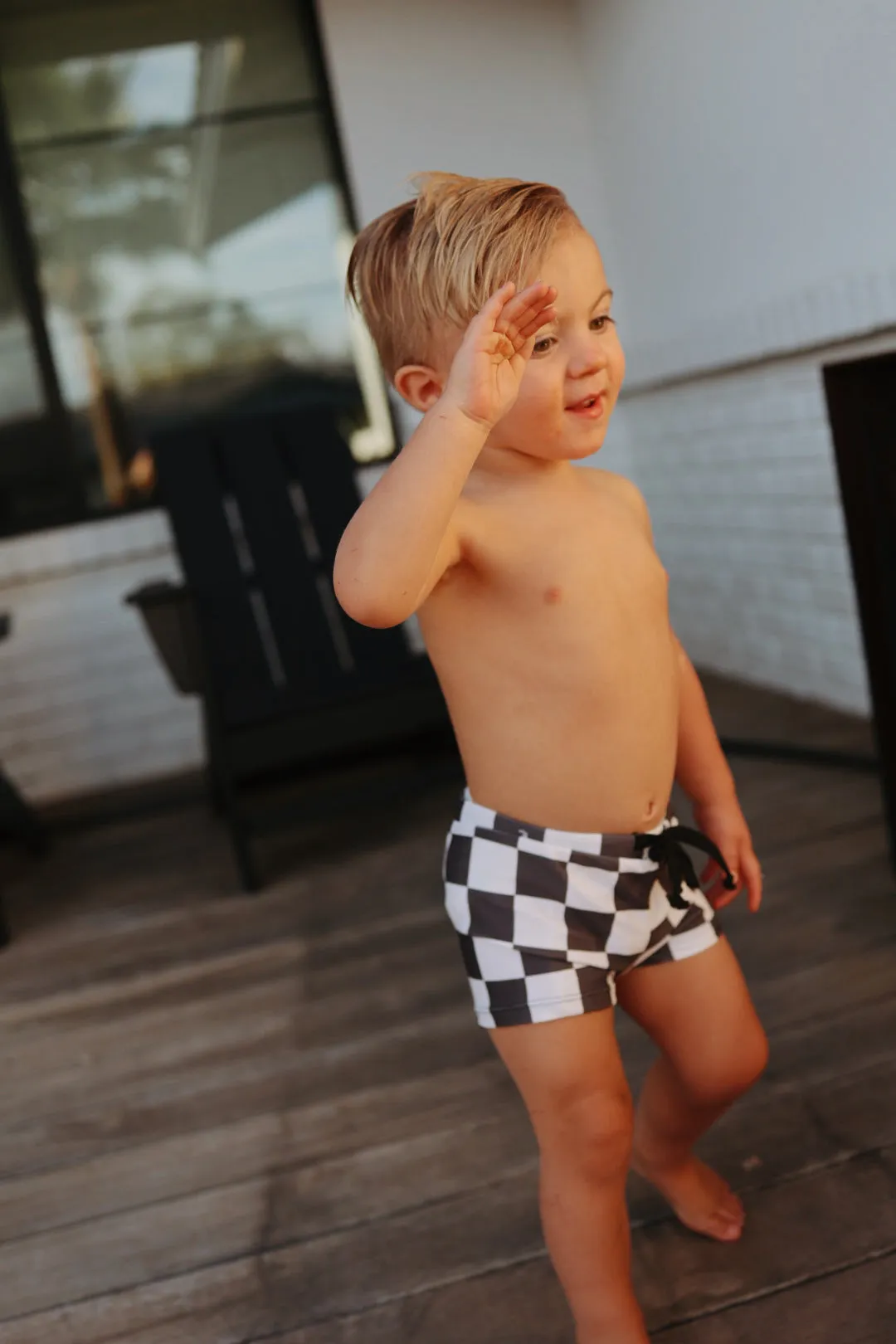 Black Checkerboard  | Euro Swim Short