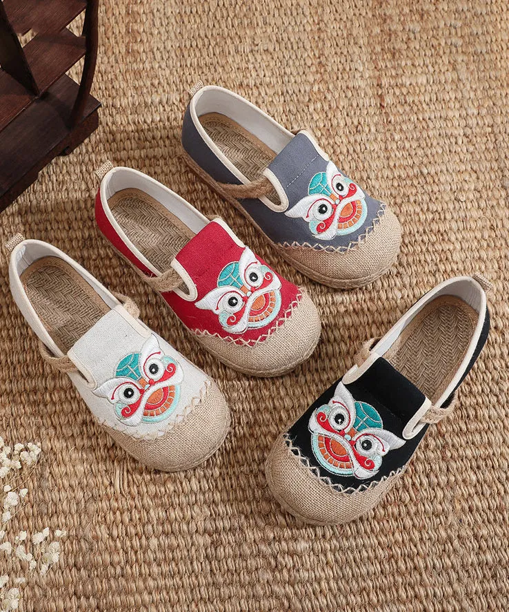 Black Comfy Bohemian Embroidery Flat Feet Shoes XC1044