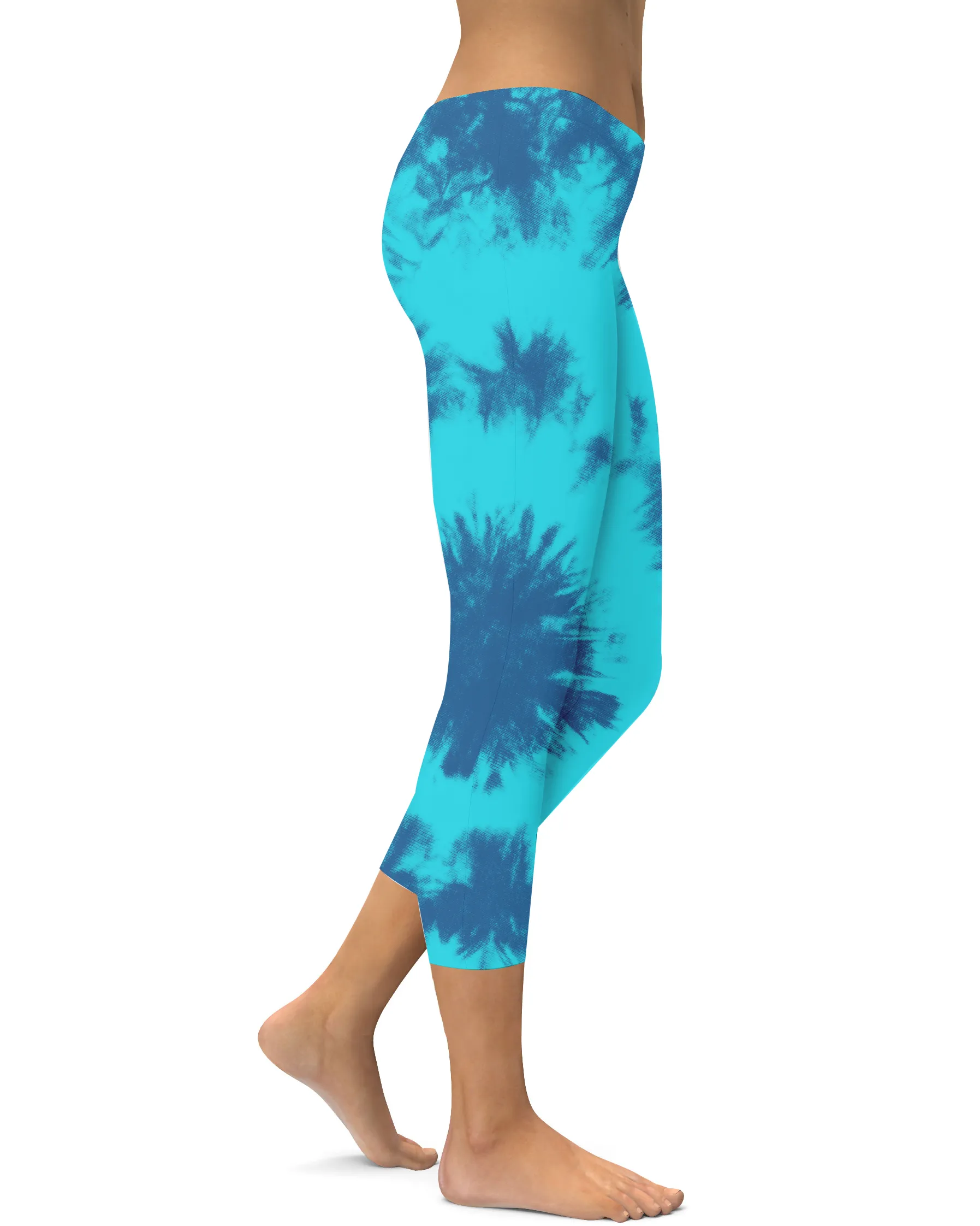 Blue & Aqua Tie Dye Capris