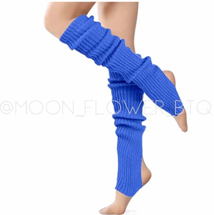 Blue Leg Warmers Toeless Yoga Dance Socks