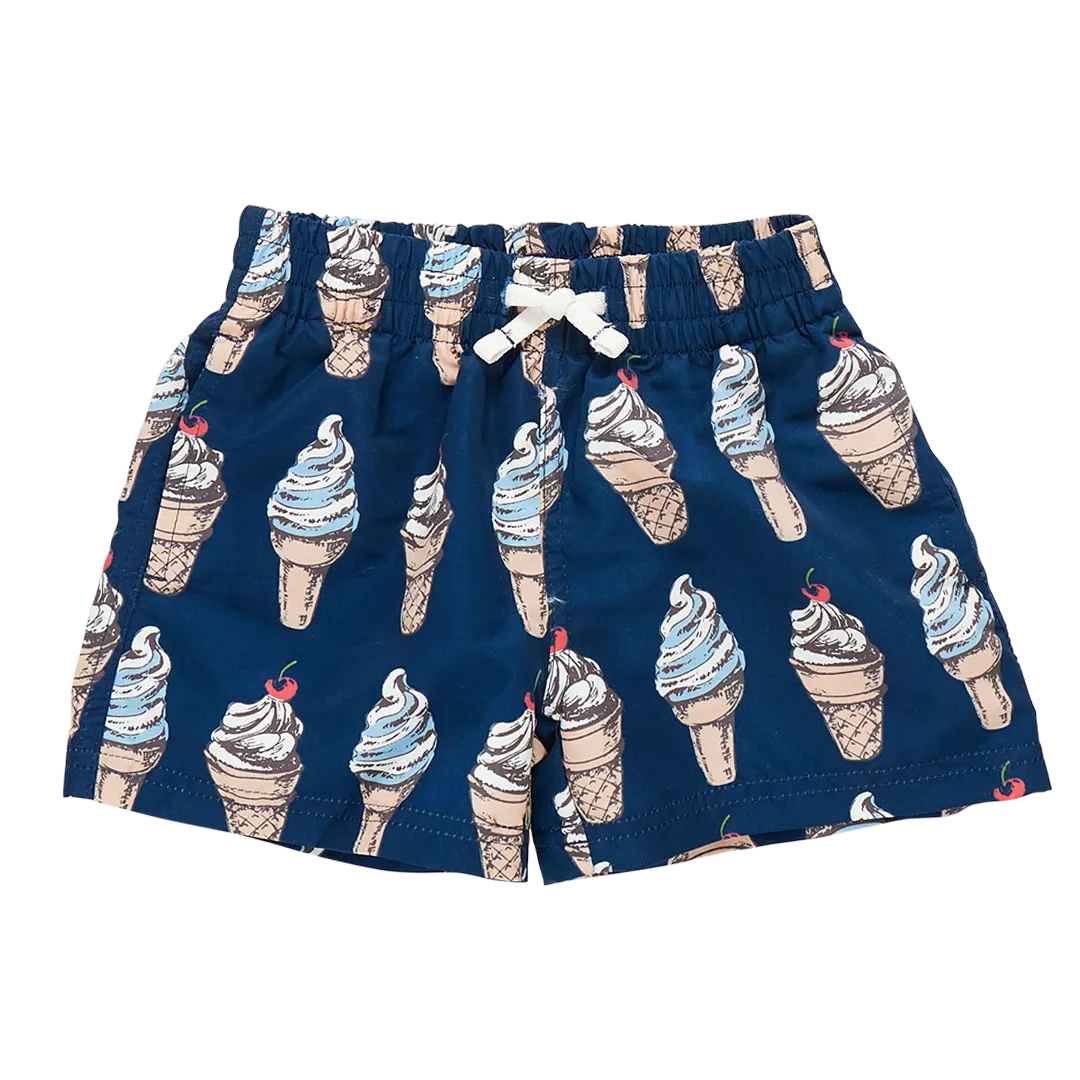 Blue Rooster Boys Swim Trunks - Navy Soft Serve