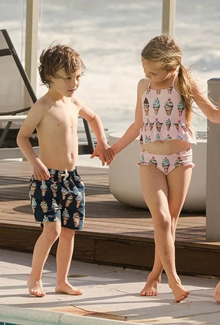 Blue Rooster Boys Swim Trunks - Navy Soft Serve