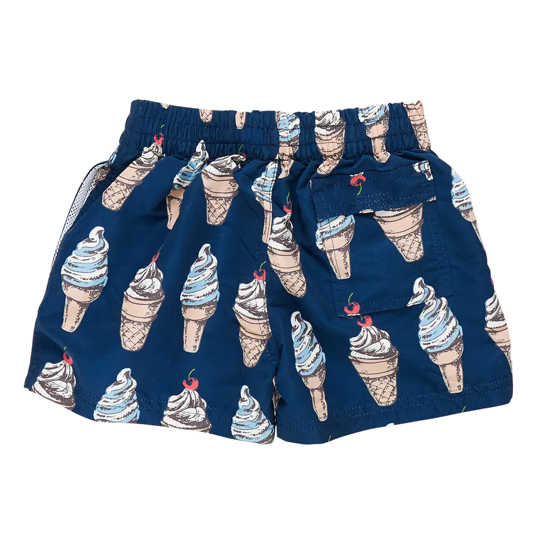 Blue Rooster Boys Swim Trunks - Navy Soft Serve