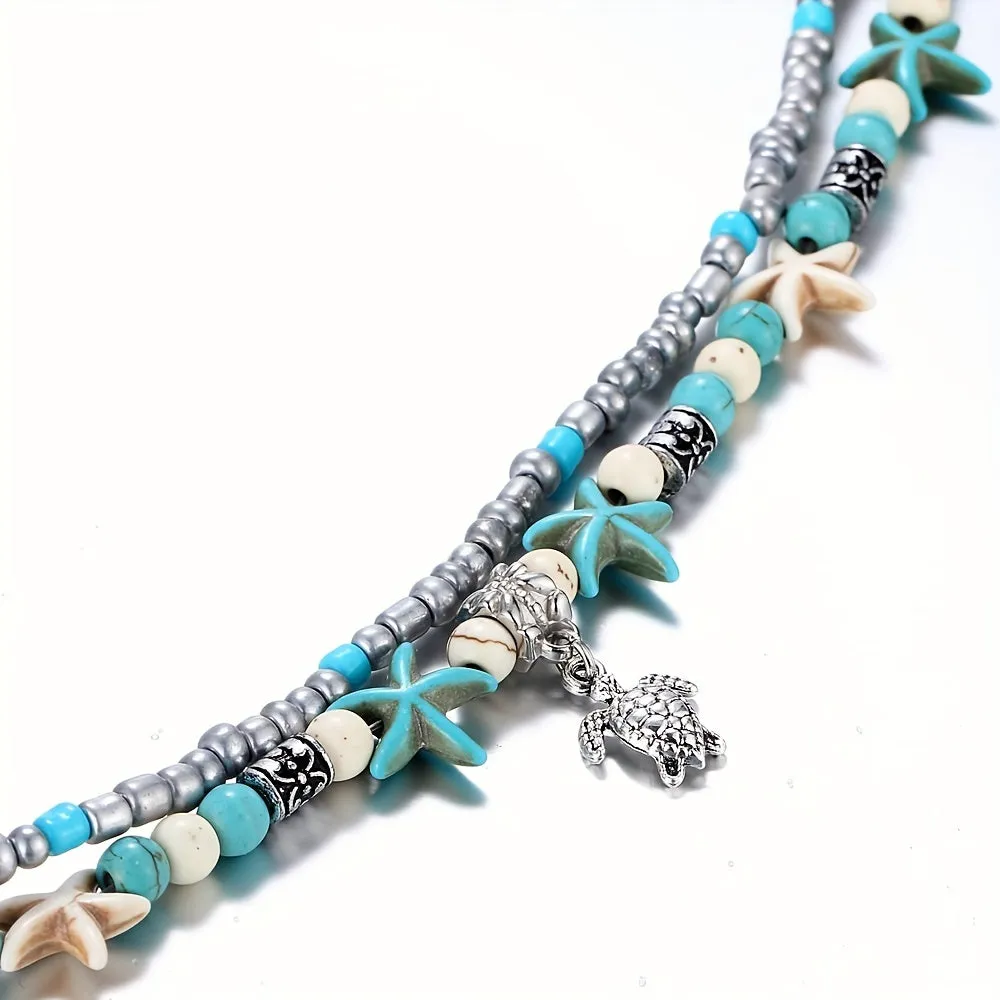 Boho Chic Animal Shape Pendant Anklet Bracelet Stack