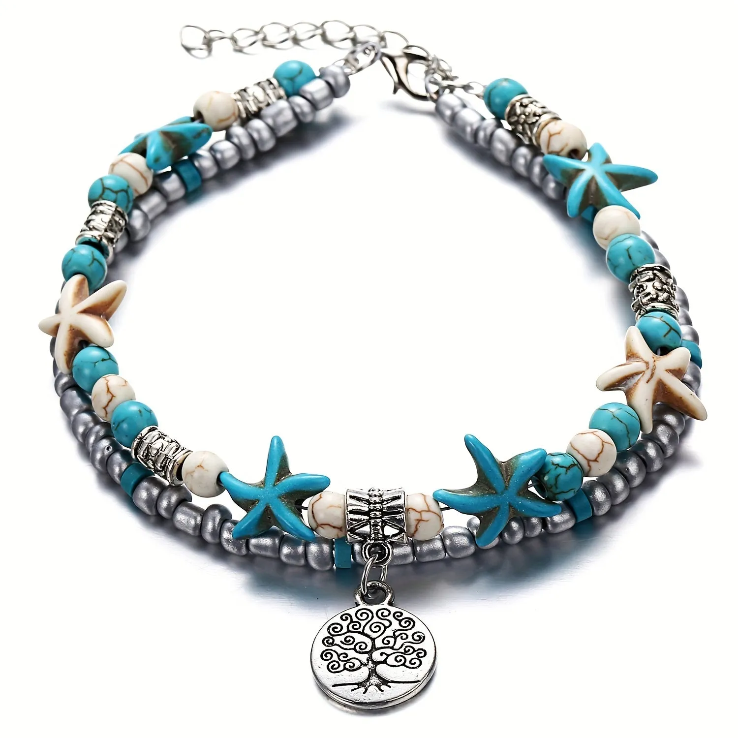 Boho Chic Animal Shape Pendant Anklet Bracelet Stack