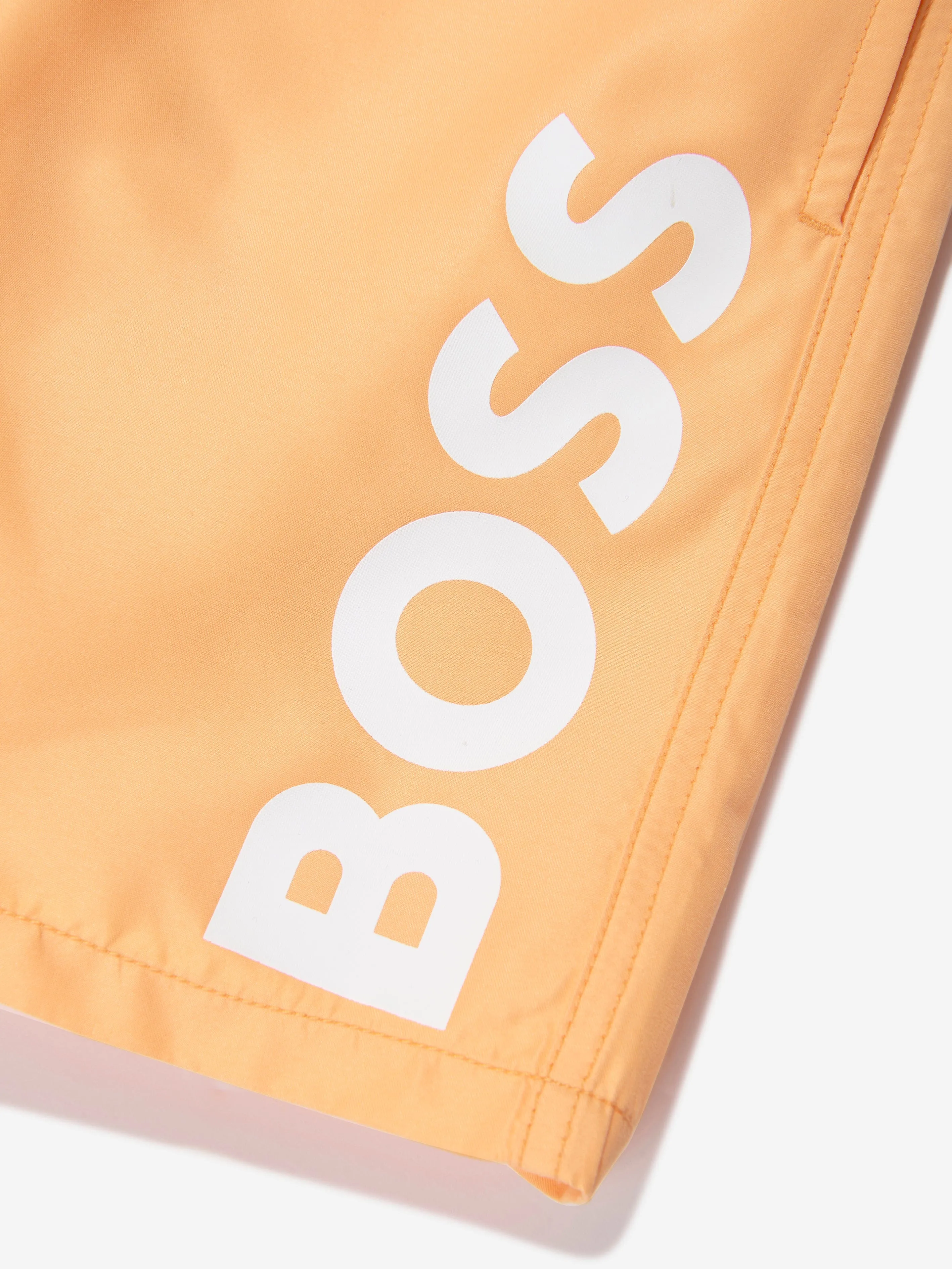 BOSS Boys Logo Print Swim Shorts in Orange