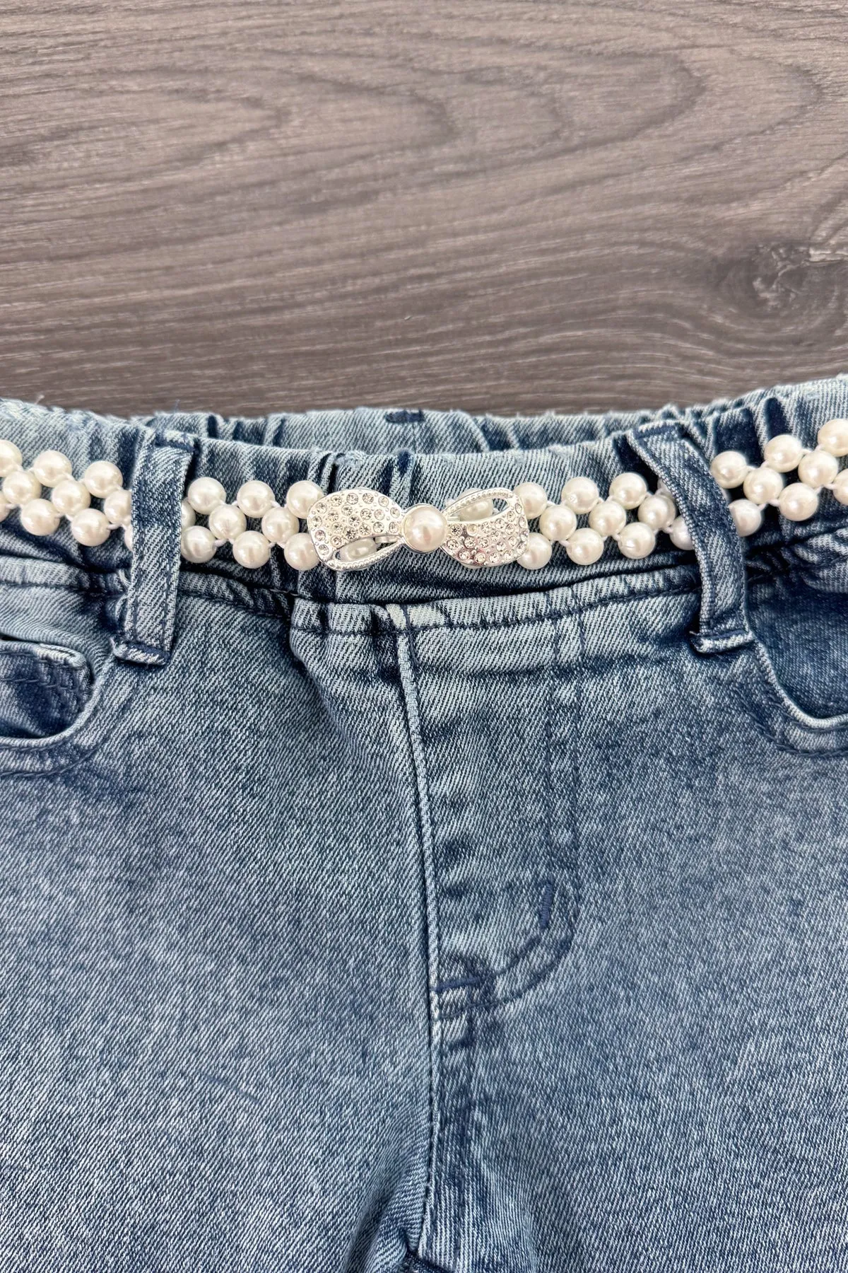 Bows & Pearls Flare Denim Jeans