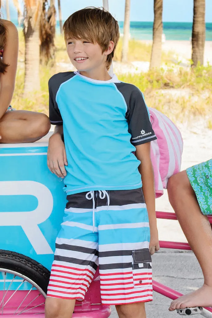 Boys Swimsuit Sea Blue Rash Guard