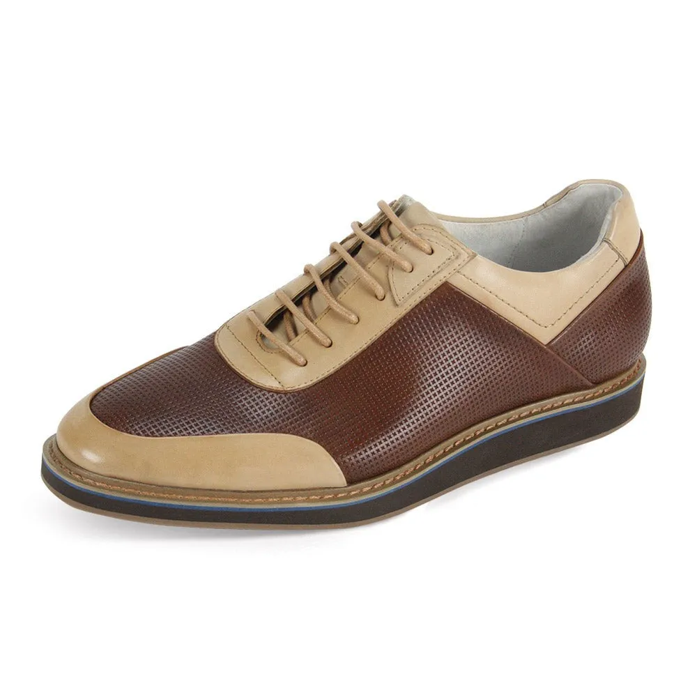 Brown and Tan Sneakers Genuine Leather men's Lace Up Casual Shoes