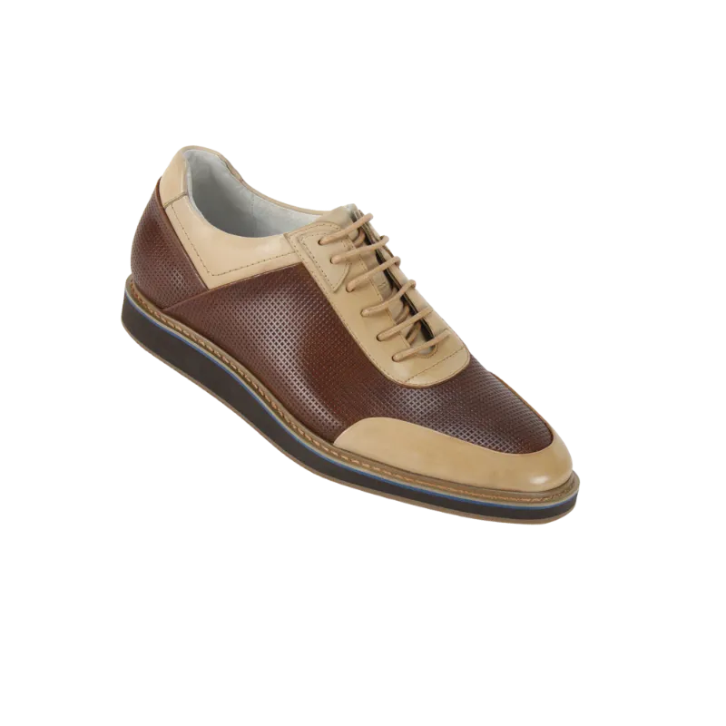 Brown and Tan Sneakers Genuine Leather men's Lace Up Casual Shoes