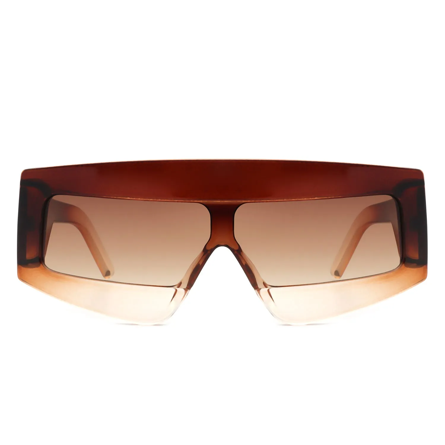 Celestia - Oversized Rectangle Square Tinted Flat Top Sunglasses