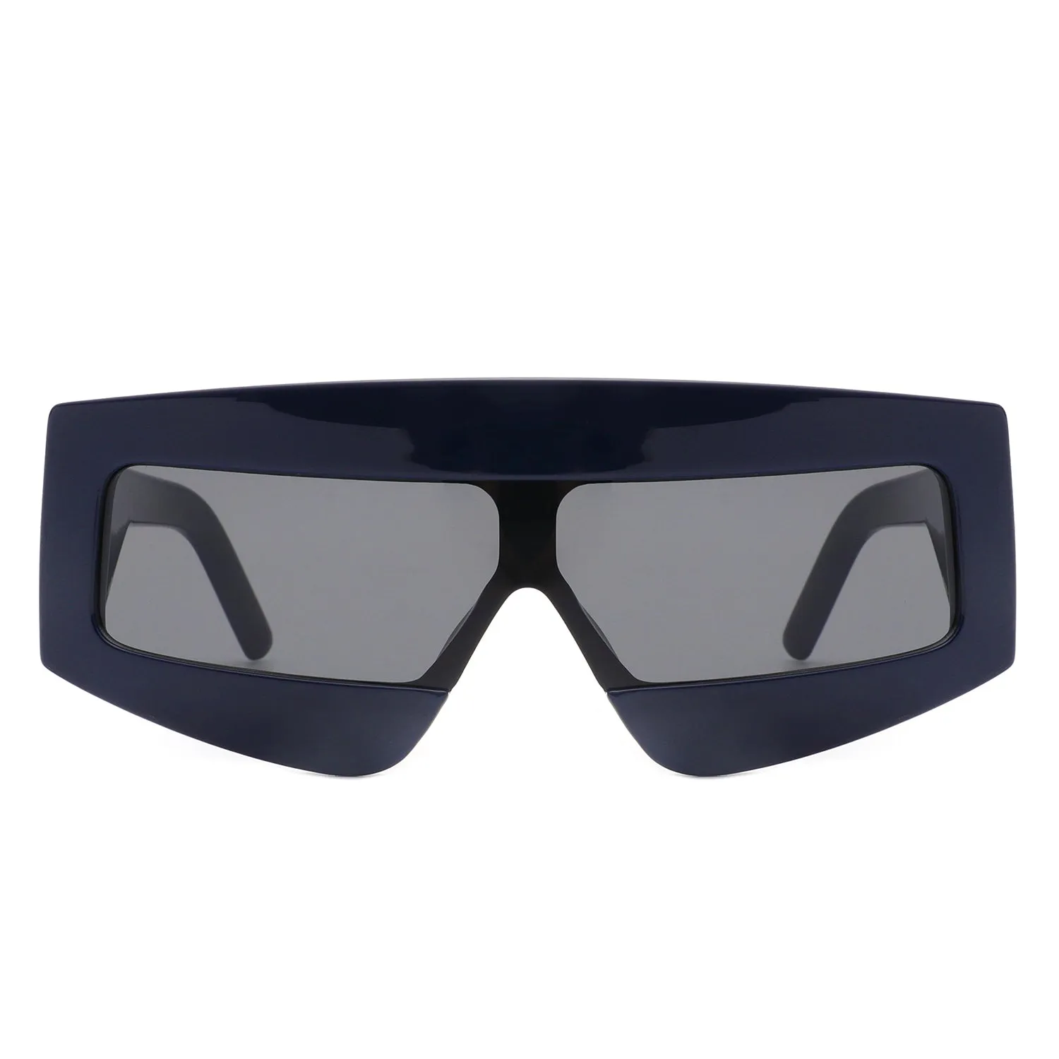 Celestia - Oversized Rectangle Square Tinted Flat Top Sunglasses