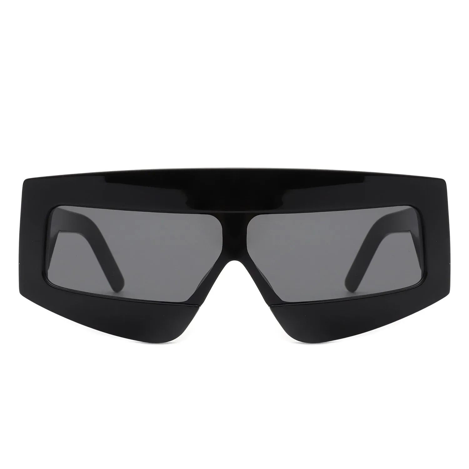 Celestia - Oversized Rectangle Square Tinted Flat Top Sunglasses