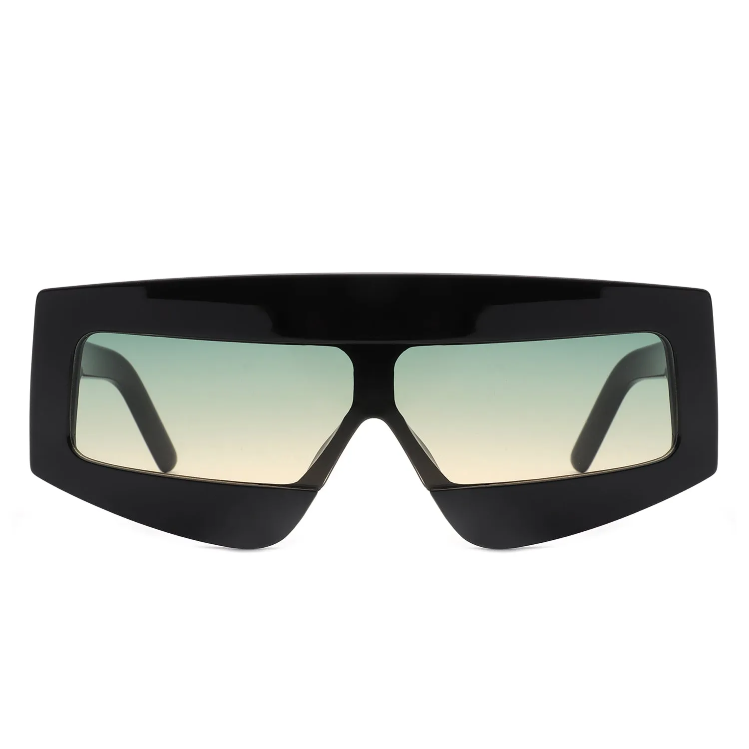 Celestia - Oversized Rectangle Square Tinted Flat Top Sunglasses