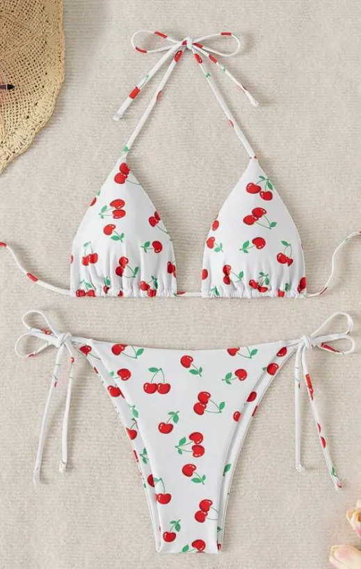 Cherry Bikini - White