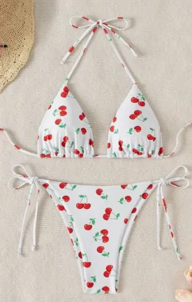 Cherry Bikini - White