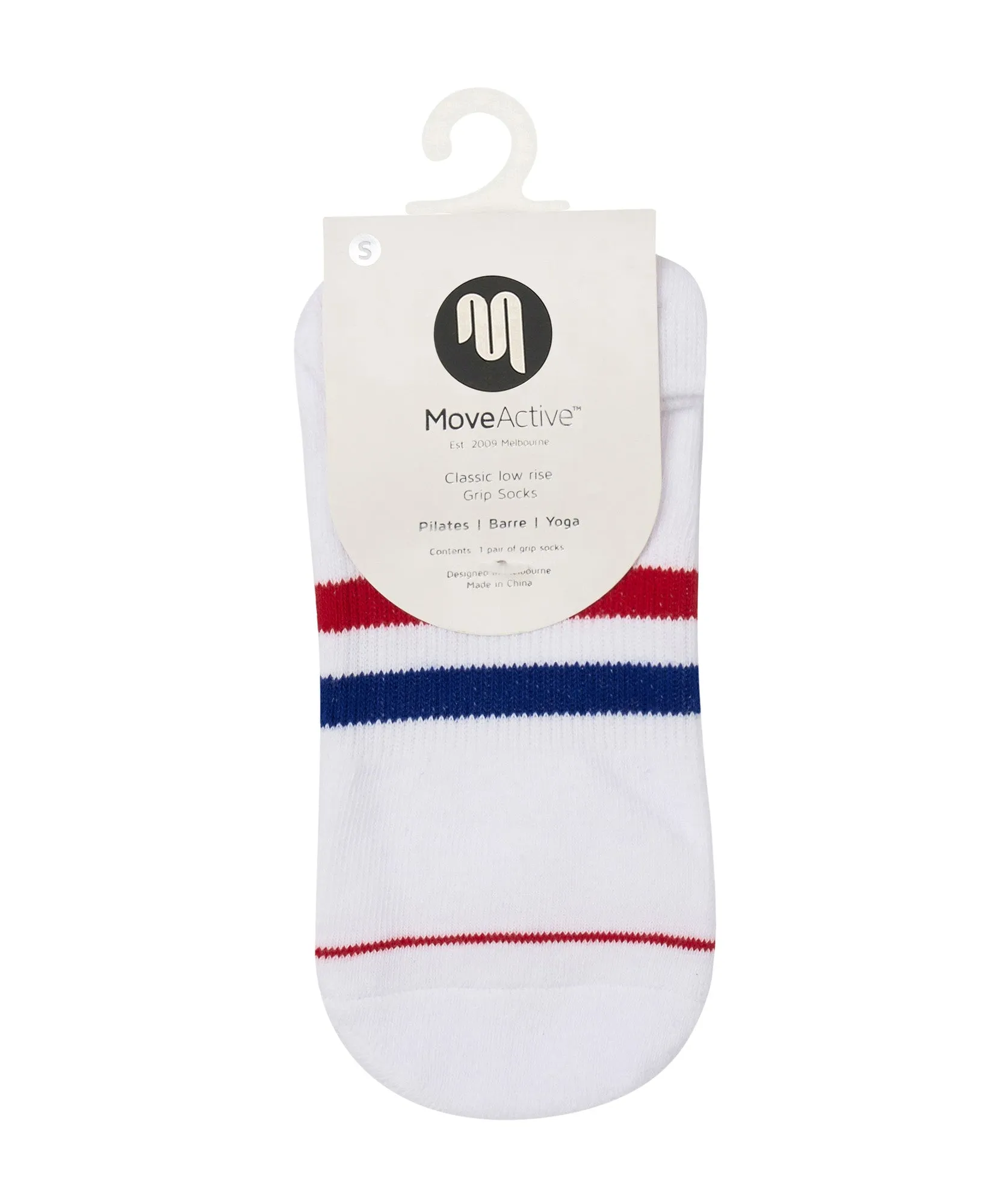 Classic Low Rise Grip Socks - Polo Stripe White