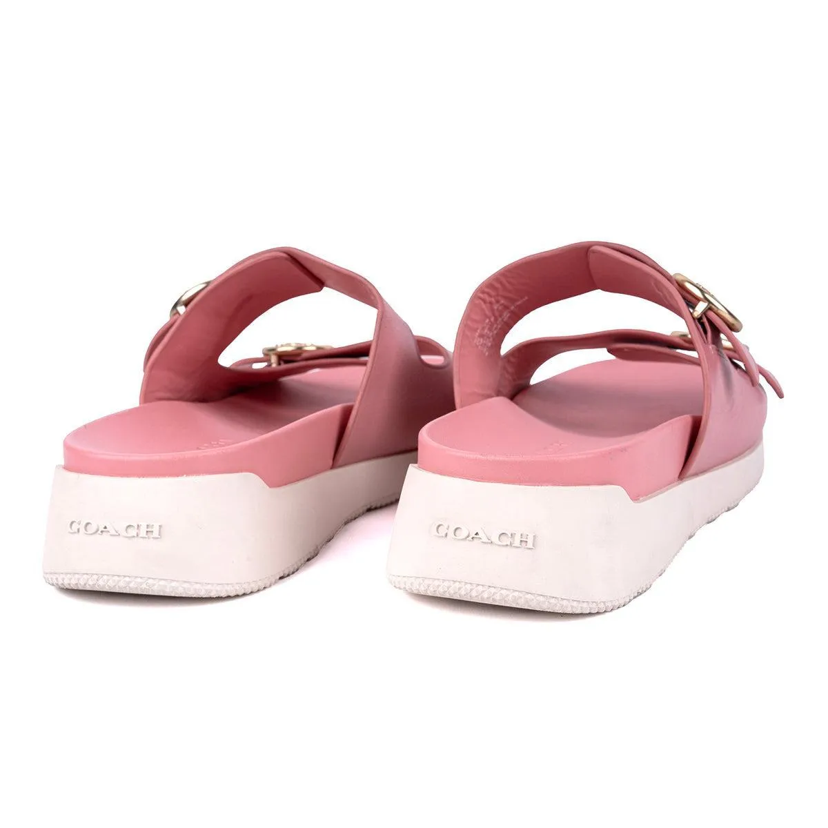 Coach Outlet Gable Strap Flat Sandals Leather Pink Colour For Women