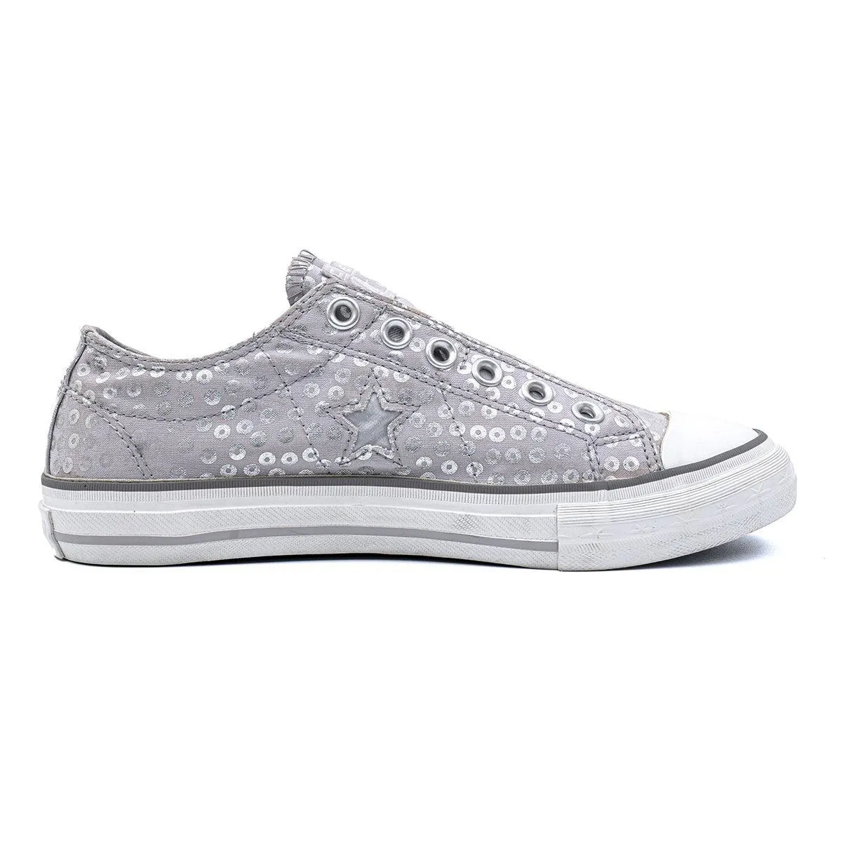 Converse Chuck Taylor Lifestyle Low-Top Sneakers Fabric Silver Colour For Women