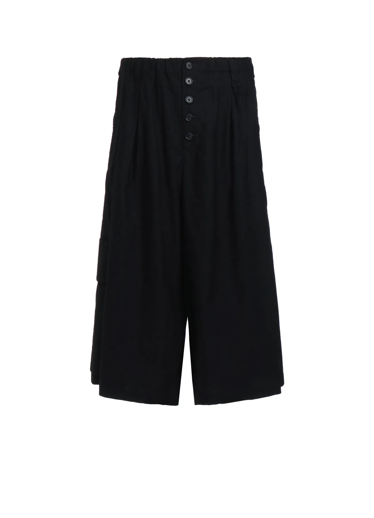 COTTON TWILL CROPPED WIDE PANTS WITH GUSSETED FLAP POCKET