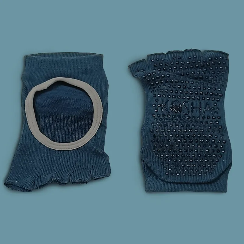 Cotton Yoga Gloves & Socks Set | Free Size | Blue